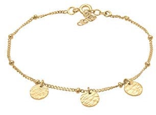 Elli Armband Damen Kreis Plättchen Gehämmert aus 925 Sterling Silber vergoldet