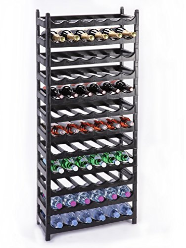 Wedestock Etagère à Bouteille, casier à Bouteille modulable Plastique 72 Bouteilles Noir