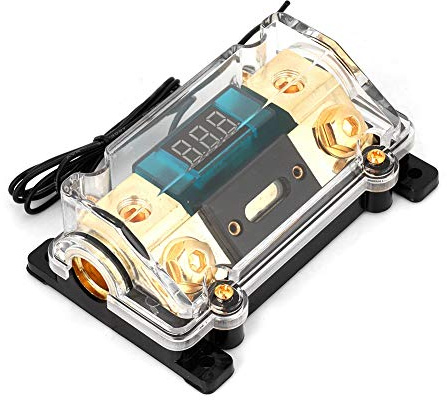 KIMISS Power Distribution Fuse Box Block Car Power Fuses Holder Fuse Holder Box Transparent Fuse Block Audio Power Fuses Holder Stereo Distribution Block Box Digital Display (250A)