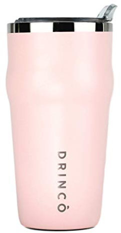 DRINCO 20oz Stainless Steel Tumbler, Vacuum Insulated Tumbler Pint Glass Beer Mug with Built-in Bottle Opener, THOR (20oz Beer Tumbler, Pale Pink)