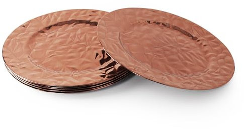 Geri Set of Red Charger Plates 33cm Under Plates Ruffled Shiny Christmas Red Plates (6)