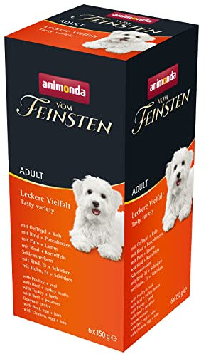 animonda vom Feinsten Hundefutter nass Mix Leckere Viefalt (6 x 150g), getreidefreies Hundefutter ohne Zucker, mit frischen, fleischigen Zutaten