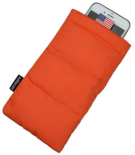 SAFACUS Thermal Phone Case Prevent OVERHEATING in The Sun, Cellphone Pouch for Camping Prevents Freezing, Extends Battery Life, Outdoor Warm Cover Bags for iPhone,Samsung Galaxy Orange