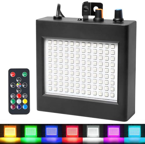 108 Led RGB Colorate Strobo Discoteca Luce Stroboscopica con Telecomando per Casa, Mini Led Strobe Lights Luci Stroboscopiche per Festa, Lampada Stroboscopica Discoteca Intermittenza Stroboscopio