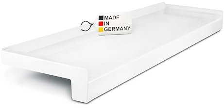 TJ Fensterbank Außen I 70 mm x 1700 mm I Weiß RAL 9016 I hochwertiges Aluminium Fensterbrett mit Seitenabschluss I pflegeleichter & langlebiger Alu Fenstersims I pulverbeschichtete Außenfensterbank