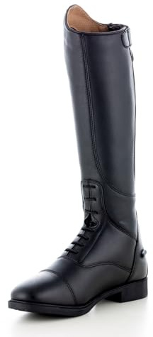 HORZE Rover Kids' Tall Field Boots, Starter Horse Riding Boots with Stretchy Easy-Fit Synthetic Leather and Rear Zipper | Size Chart in Images - Black - 2