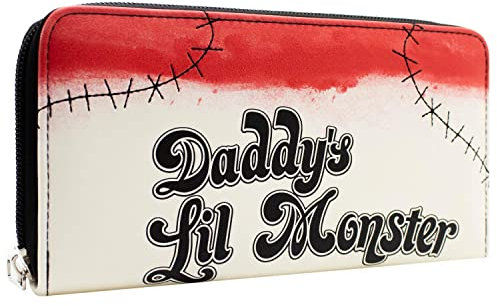 The Dark Knight Harley Quinn Daddy's Lil Monster T-Shirt Stil Geldbörse/Portemonnaie Clutch mit Münzfach & Kartenhalter, Cremeweiß