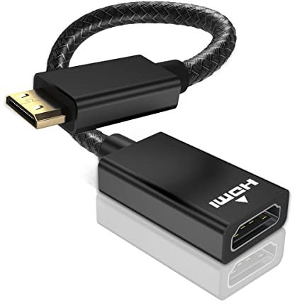 Elebase Mini HDMI Male to HDMI Female Cable Adapter,4K/60Hz 0.67 FT High Speed Standard Type C HDMI 2.0 Connector for DSLR Camera,Camcorder,Graphics Video Card,Laptop,Pico Projector,Raspberry Pi Zero