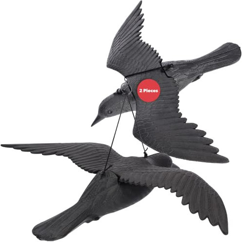 KADAX 2 Stück Vogelabschreckung aus Kunststoff, Plastik, Fliegende Krähe, Vogelabwehr, Taubenabwehr, Taubenschreck, Vogelschreck, Vogelscheuche, schwarzer Rabe gegen Tauben (2 Stück)