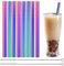 Bubble Tea Lot de 8 pailles en acier inoxydable, réutilisables, extra larges, 12 mm, avec 2 brosses de nettoyage, idéales pour smoothies, jus, café, couleurs arc-en-ciel