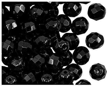 100 perlas de cristal checas facetadas de cristal pulido de fuego, redondas, 8 mm, color negro