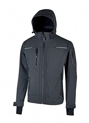 U-Power Space, Veste Softshell, avec Capuche Amovible, Grandes Poches, Fermeture Éclair Intégrale, Coupe-Vent, Imperméable, Tissu Durable, Confortable, Vêtements d'extérieur (Asphalt Grey )