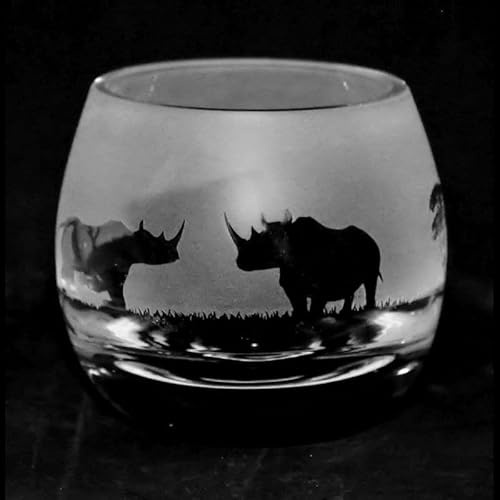 Animo Glass Small Crystal Glass Tealight Candle Holder - Rhino