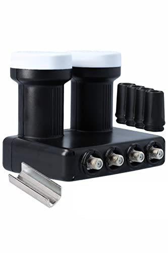 [ Test SEHR GUT, Note 1.2 *] GSS GRUNDIG Monoblock Quad LNB Astra Hotbird für 4 Teilnehmer & 2 Satelliten, 4Fach HD 4K Digital LNC für TV Fernseher Sat Receiver, für Satellitenschüssel Antenne