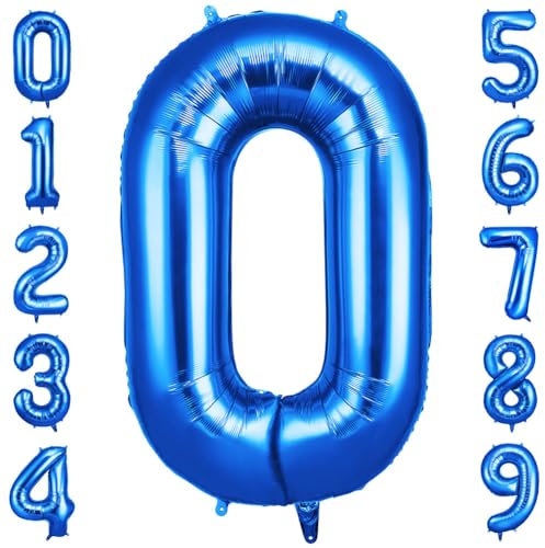 OFFCUP Palloncini Compleanno Blu 101 CM, Palloncino Numero 0, Foil Palloncini Numeri, Giganti Palloncini Numeri, Decorazioni Festa Compleanno, Gonfiabili Pallone per Anniversario