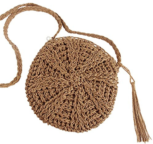 Taozoey Sac Paille, Sac de Plage Femme, Sac a Main, Pochette en Paille pour Femme, Sac en Paille Plage, Pochette Bandoulière Femme, Pochette Telephone Portable, Sac de Vacances à la Plage