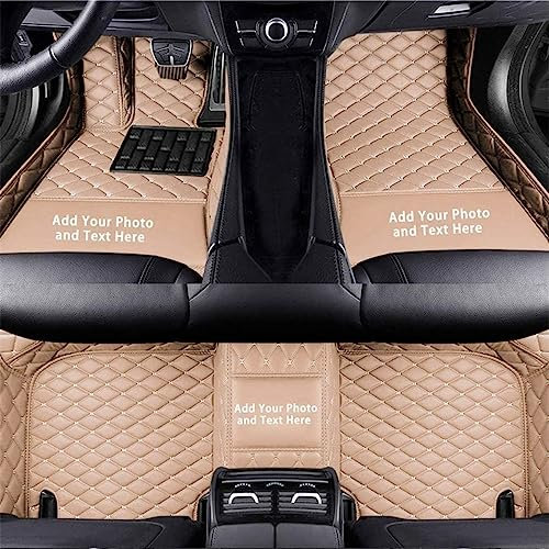 Custom Auto-Fußmatten für Skoda für Superb Octavia Fabia Kodiaq Karoq Yeti Rapid Leder Wasserdicht Abriebfest Mit Aufbewahrungstasche Auto-Fussmatten,Farben:Beige