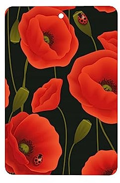 Poppy Flowers Print Car Air Freshener Scented Hanging Sheets For Car Bedroom Wardrobe Home Decor 2 Pieces