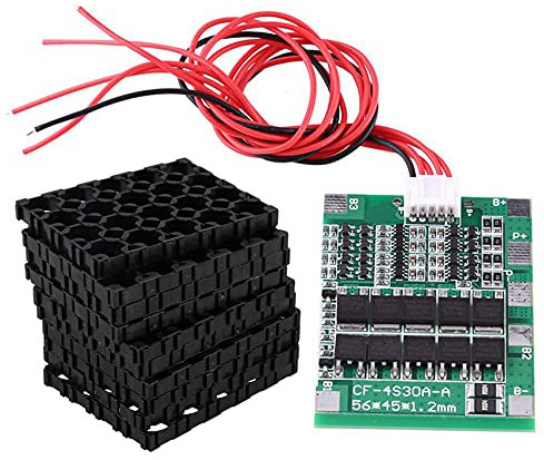 liovitor 18650 Battery Cell BMS Protection Balance Board with 10PC 18650 Battery 4X5 Cell Spacer Radiating Shell Plastic Holder