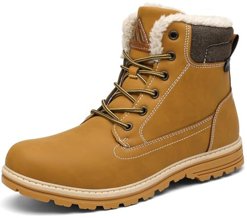 Mishansha Winterschuhe Herren Gefüttert Winterstiefel Damen Outdoor Wanderschuhe Schneestiefel Warm Rutschfest Winter Boots Hellbraun 39 EU