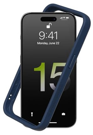 RhinoShield Bumper Case kompatibel mit [iPhone 15 Pro Max] | CrashGuard - Stoßdämpfende Schutzhülle im schlanken Design - 3.5 Meter Fallschutz - Marineblau