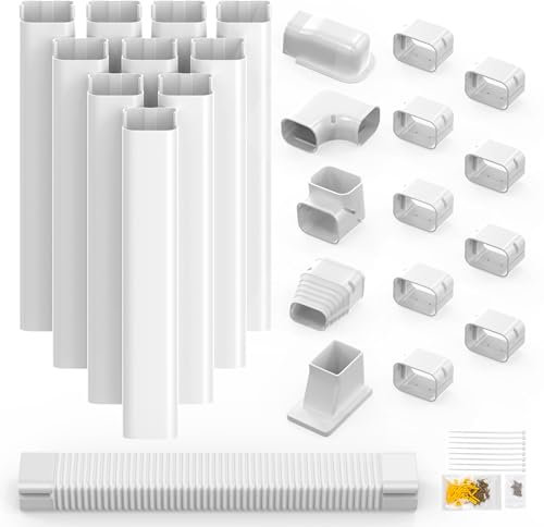 GCGOODS 3in 16ft Mini Split Line Set Cover Kit, Decorative PVC Lineset Cover for Ductless Mini Split Air Conditioner Heat Pump System and Central Air Conditioner, White