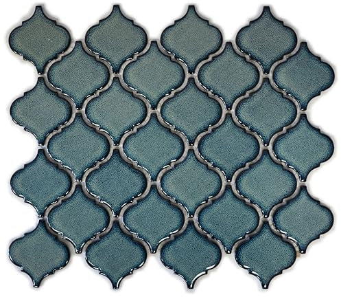 Mosaikfliesen Florentiner 29,3x24,5 cm, Mosaikstein: 5,2x5,2x0,6 cm, KÜCHE WC BAD DUSCHE THEKENVERKLEIDUNG POOL, 1 Mosaikmatte (Jade (blau/grün) glänzend)