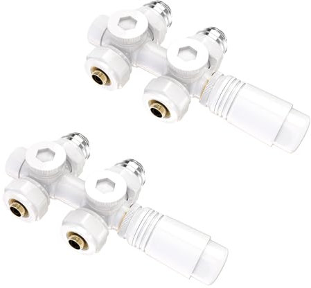 Heilmetz Valvola Termostatica Multiblock Radiatore Termostato con Attacco Centrale， Universale per Radiatori, adatta a Valvole Diritte e a Gomito, Bianco,due pezzi