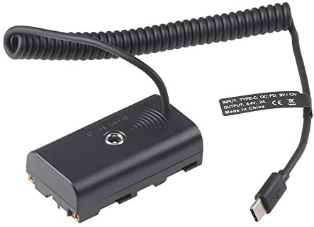 FOTGA USB-C to NP-F550 Dummy Battery Adapter Cable for Sony NP-F970 NP-F570 NP-F750 NP-F770 F960 F530 F330 to Power Camera Field Monitor Video LED Light DSLR Mirrorless Camera