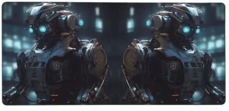 Future Robot Printed Large Gaming Mouse Pad,Extended Mousepad with Stitched Edges,35.5x16in,Non-Slip Base for Home Office