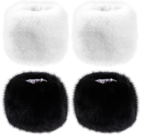 NyxSeat 2 Paar Ärmel, Flauschige Warme Handschuhe, Pelzhandschuhe, Winter-handgelenkmanschetten, Damenhandschuhe, Warme Handschlaufen, Verdickte Handgelenkschützer