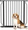 PawHut Dog Gate Wide Stair Gate w/ Door Pressure Fit Pets Barrier for Doorway, Hallway, 76H x 75-85W cm - Black