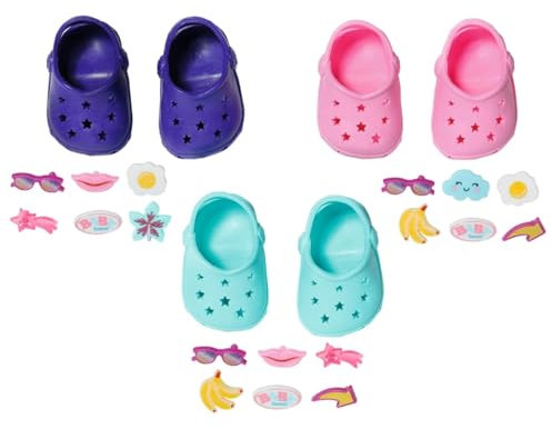 BABY born Schuhe mit Pins, EIN Paar Bunte Puppenclogs mit Zubehör für 43 cm Puppen, Farbe Nicht frei wählbar 832837 Zapf Creation