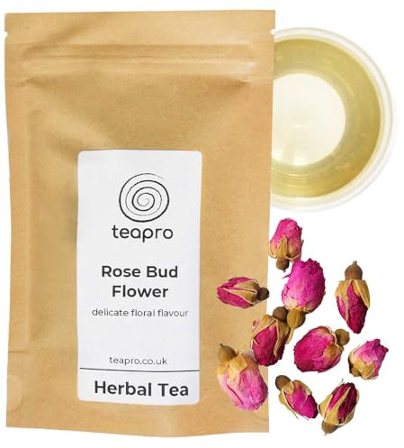 Teapro Rose Bud Tea | Dried Loose Leaf Herbal Tea | Edible Culinary Food (100g) | 100% Pure & Natural Infusion | Dried Petals | Hand Picked Flowers