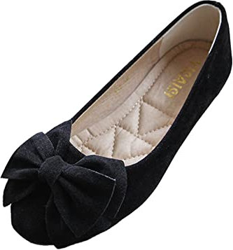 Luckywaqng Womens Jelly Ballet Shoes Bow Details Slip-On Flats Comfy Ladies Casual Wear Every-Day Closed Toe Ballerina Pumps Formal Comfort Pointed Toe Slip On Office Simple Casual Flat Shoes