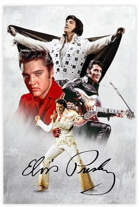 Hndeial Legende Elvis Presley Autogramm auf Leinwand, Poster, Wandkunst, Dekordruck, Bild Gemälde für Wohnzimmer, Schlafzimmer, Dekoration, ungerahmt, 30 x 45 cm