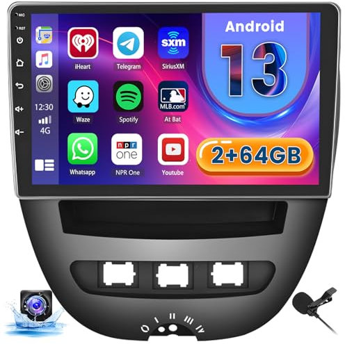 [2G+64G] Hikity Autoradio Navi Für Toyota Aygo Citroen C1 Peugeot 107 2005–2014 Android 13 Wireless Carplay 10.1 Zoll Bildschirm Radio mit Android Auto GPS WiFi FM RDS DSP Bluetooth Rückfahrkamera