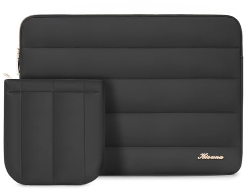 KIZUNA Puffy Laptop Sleeve 13 Inch Carrying Case for MacBook Pro 14 M3 M1 M2/IdeaPad Flex 5 Gen 8 14/Yoga 9i/14 IdeaPad Flex 5i/ThinkPad X1 Carbon/ThinkPad T14 With Accessory Bag,Black