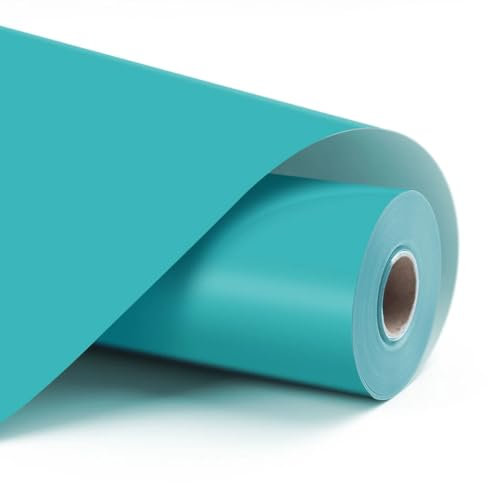 LOKLIK Rotolo Blu Tiffany Vinile Permanente Adesivo Mate Trasferimento Calore Termoadesivo Tessuti Indumento 1 pz 30,5 x 180 cm, Standard