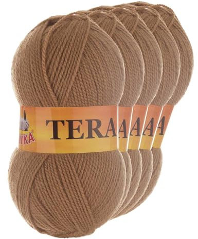 5 x 100g Strickgarn TERA Uni Strickwolle Handstrickgarn Klassikgarn Farbwahl 2/2