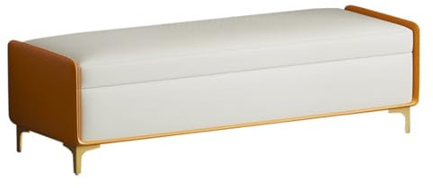 Sitzbank Mit Stauraum, Moderner Eingangsbereich Schuhschrank Bank Mit Gepolstertem Sitz,Moderne Polsterbank, Schuhregal Mit Sitzbank, Polsterbank Schuhregalbank für Wohnzimmer, Flur(Beige+orange,L23.6