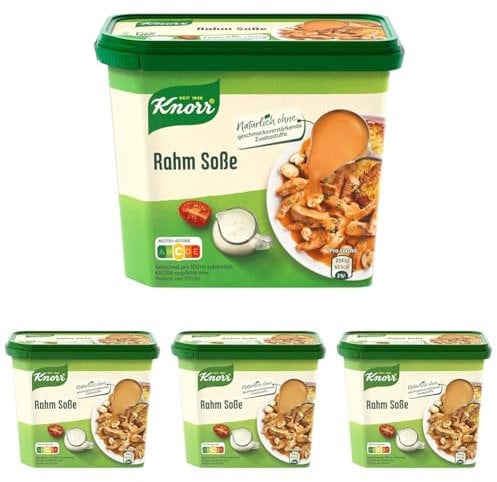 Knorr Rahm Soße leckere hellbraune Sauce ohne geschmacksverstärkende Zusatzstoffe 17 Portionen (Packung mit 4)