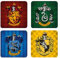 Elbenwald Set de 4 Posavasos con diseño de Las Casas de Harry Potter - Idea de Regalo - Posavasos Cuadrados - para Todo Tipo de Tazas - Multicolor - Corcho, plástico