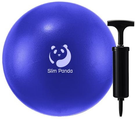 Slim Panda Gymnastikball Klein,23-25cm Pilates Ball mit Aufblasbarem Strohhalm,Soft Yoga Ball für Hause,Fitness,Balance Training (Indigo+Pumpe)