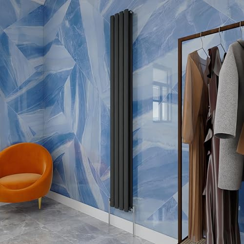 Vertical Oval Column Radiator Anthracite 1800x236mm Double panel for Bathroom/Hall/Kitchen Central heating Radiator