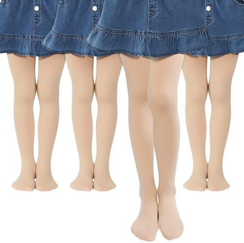 MK MATT KEELY 4 Paires Collant Fille Collant Opaque Naturel Enfant Fille Collant Danse Classique Legging Ballet 80 Deniers,9-12 Ans