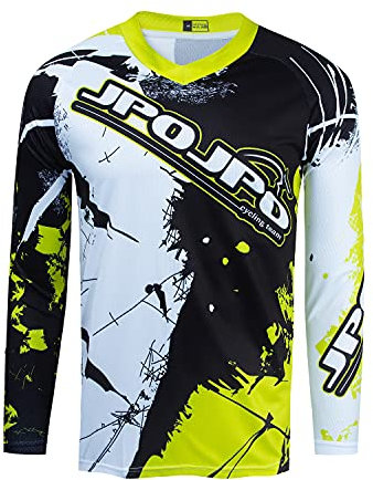 Kinder Radtrikot für Jugendliche Mountainbike Jungen Motocross Langarm Shirts Downhill Shirt Mädchen Fahrradfahren Biker Rennbekleidung Gelb M