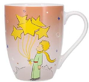 KIUB Tasse Kleiner Prinz – Motiv: Der kleine Prinz hält symbolisch einen Sternenstrauß – Material feines Porzellan – Fassungsvermögen 340 ml