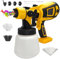 Spruzzatore per vernice per recinzioni, compatibile con batteria Dewalt da 18 V, pistola a spruzzo HVLP senza fili con 3 ugelli in rame e 3 modelli per capannoni, pareti, soffitti, armadi, porte