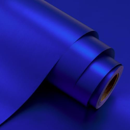 Wikadlik Geschenkpapierrolle, matt, königsblau, 43 cm x 10 m, einfarbig, Geschenkpapier für Vatertag, Geburtstag, Urlaub